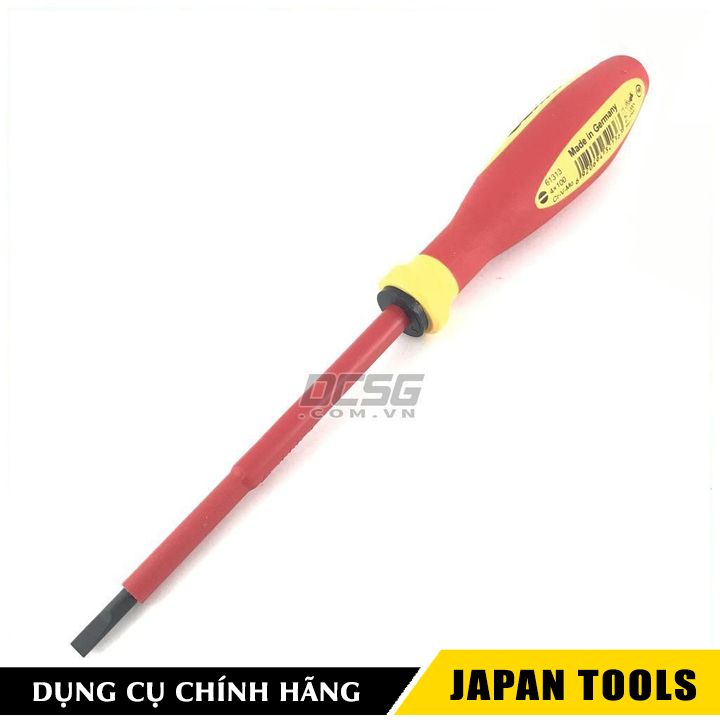 Tuốc nơ vit dẹp 4.0x100mm cách điện 1000v sata 61313 | japan tools