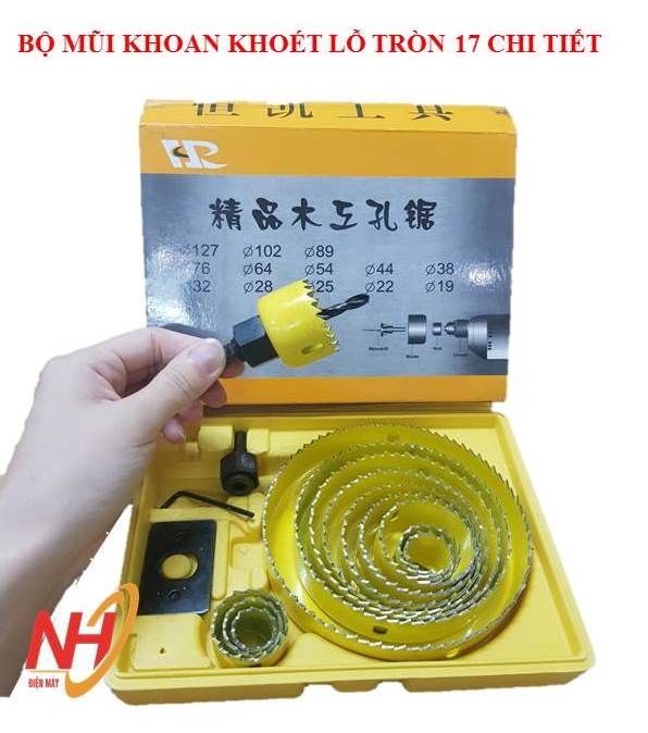 Bộ Mũi Khoan Khoét Lỗ Tròn 17 Chi Tiết, Bộ Mũi Khoan Thạch Cao, Khoan Gỗ, Khoan Nhựa