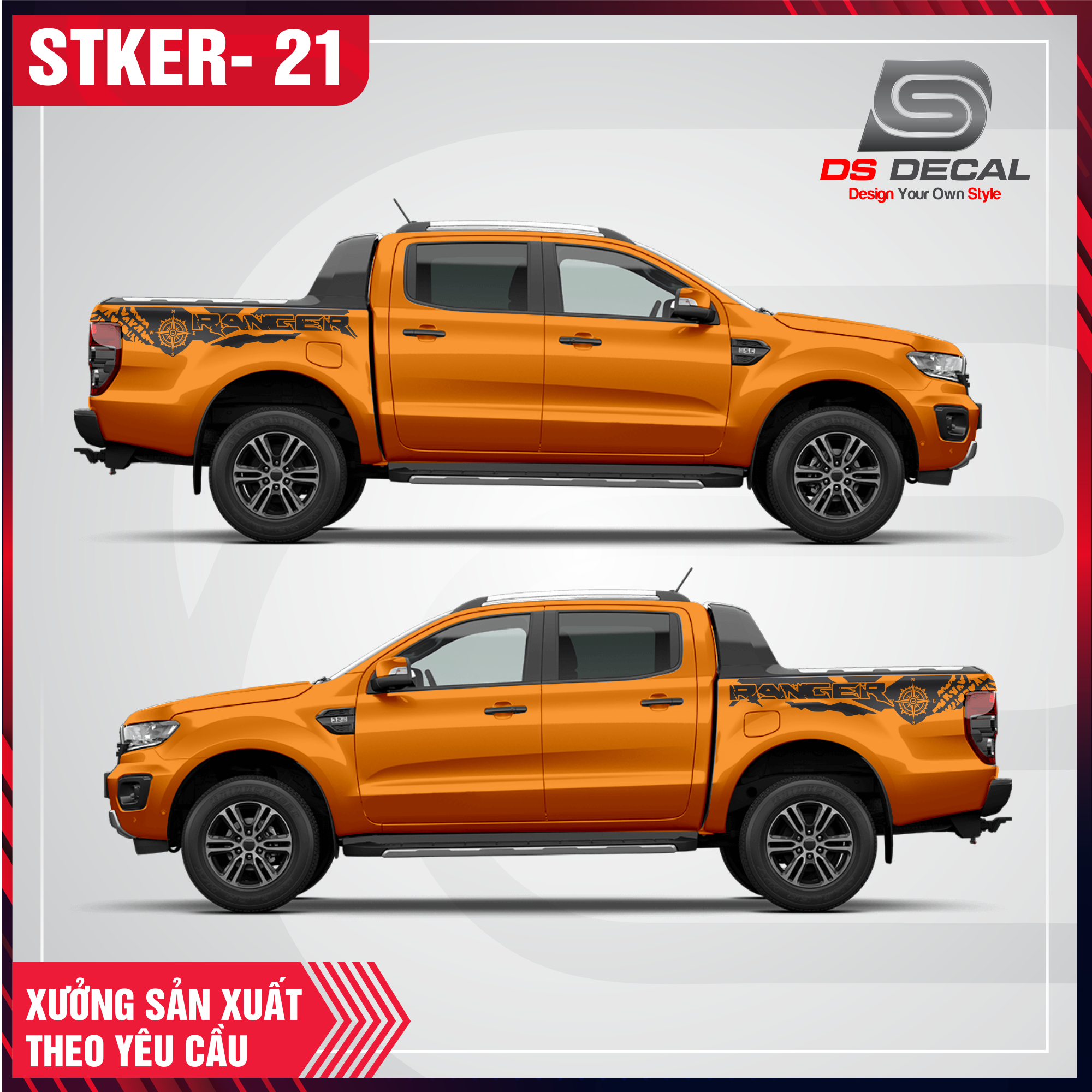 Tem xe ranger mẫu 021 - tem xe bán tải đẹp - ds decal