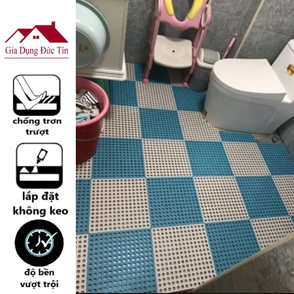 Combo 10 Miếng Thảm Trải Sàn Cao Su Chống Trơn Trượt Phòng Tắm