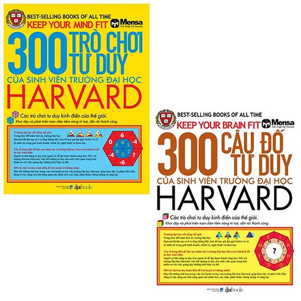 Nguyetlinhbook - combo 2 cuốn : 300 trò chơi tư duy và 300 câu đố tư duy của sinh viên trường đại học harvard.