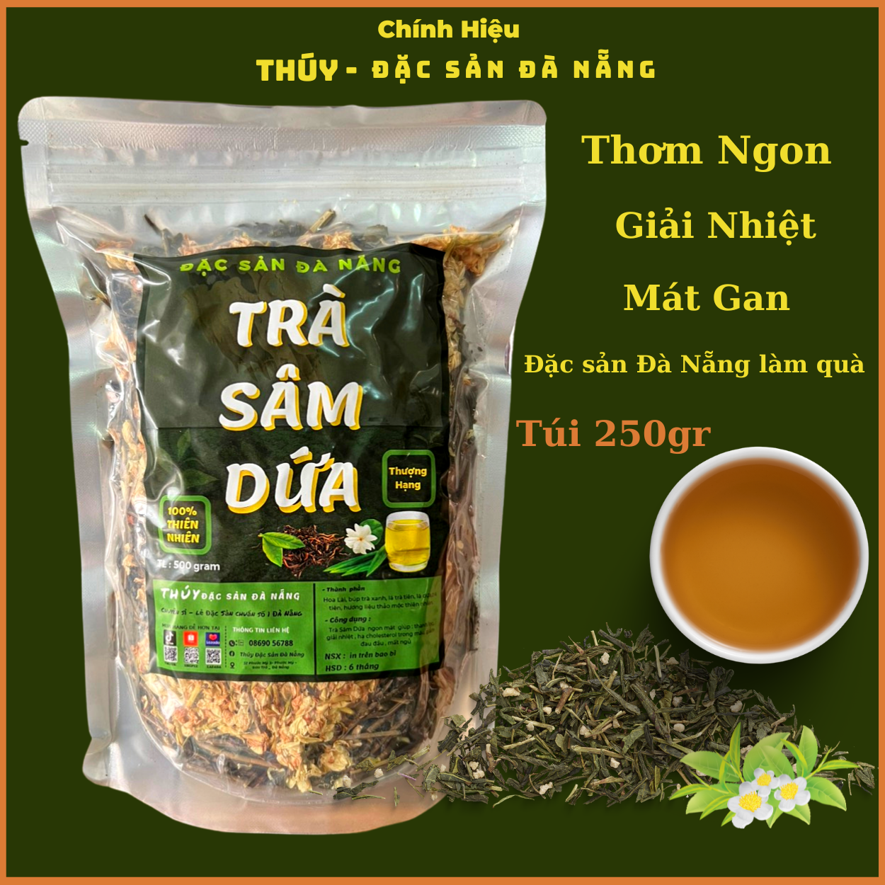 Trà sâm dứa hoa nhài thơm ngon gói 250gr đặc sản đà nẵng làm quà biếu tặng