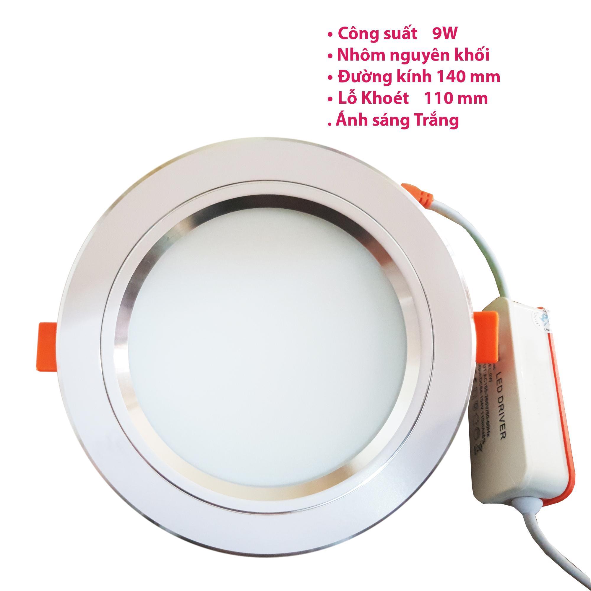 Đèn led âm trần 9w viền bạc ánh sáng trắng