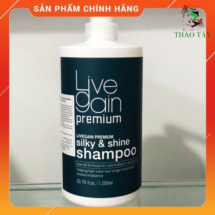 Dầu gội giữ màu nước hoa live gain premium silky & shine shampoo 1000ml