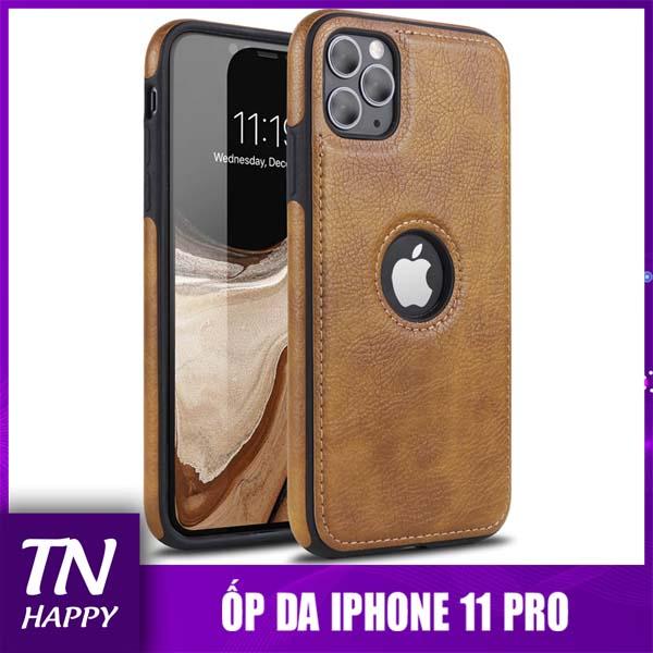 Ốp lưng da Iphone 11 Pro chất lượng cao - ỐP DA NÂU khoét táo thời trang - TN Happy phân phối