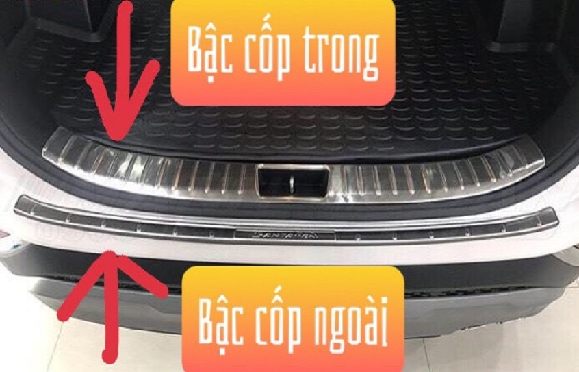 Ốp Bậc cốp trong ngoài Santafe 2019-2020-2021 INOX cao cấp