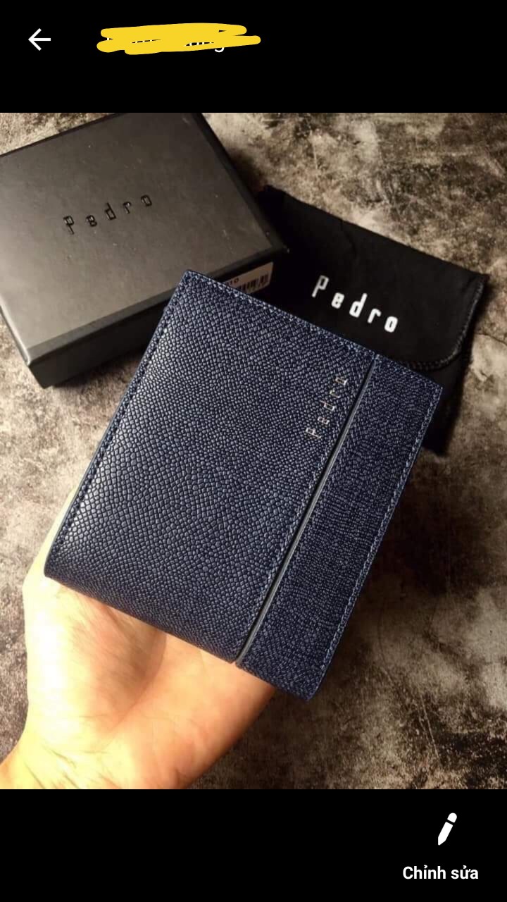 Ví Pedro nam màu xanh full hộp và túi giấy