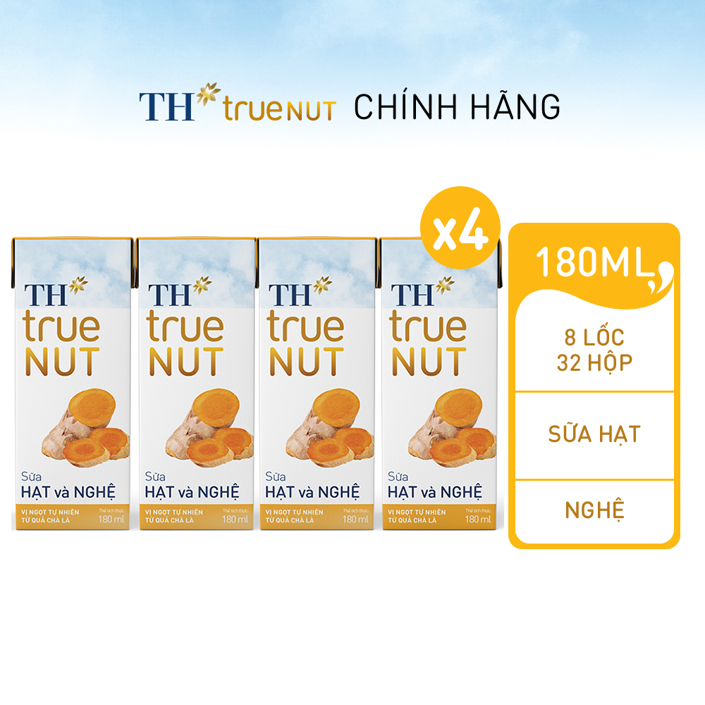 Combo 4 lốc sữa hạt và nghệ th true nut 180 ml