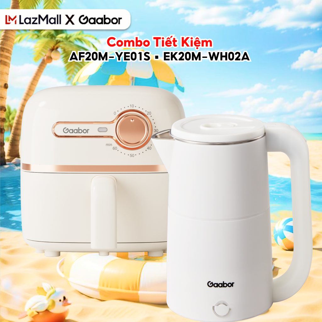 Combo 381 Nồi chiên không dầu 2L AF20M-YE01S và bình đun siêu tốc 2L EK20M-WH02A - Bảo hành 12 tháng 1 đổi 1