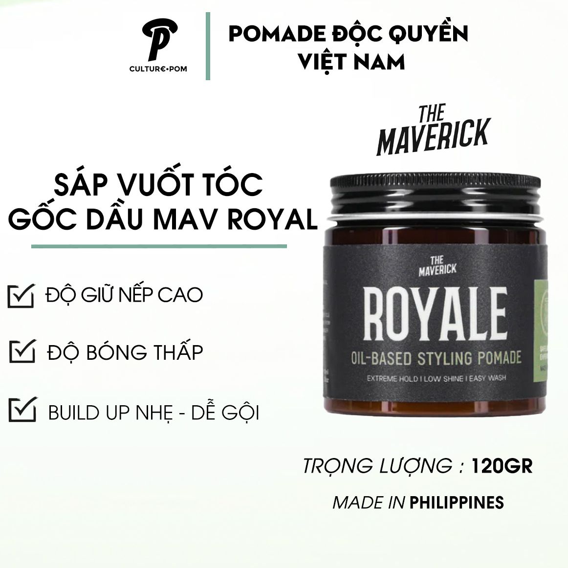 The maverick chính hãng ⎮ sáp vuốt tóc gốc dầu mav royal