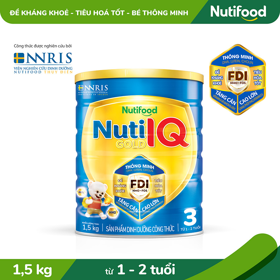 [Hoàn tiền 12%] Sữa bột Nuti IQ gold số 3 1.5kg (từ 1-2 tuổi)