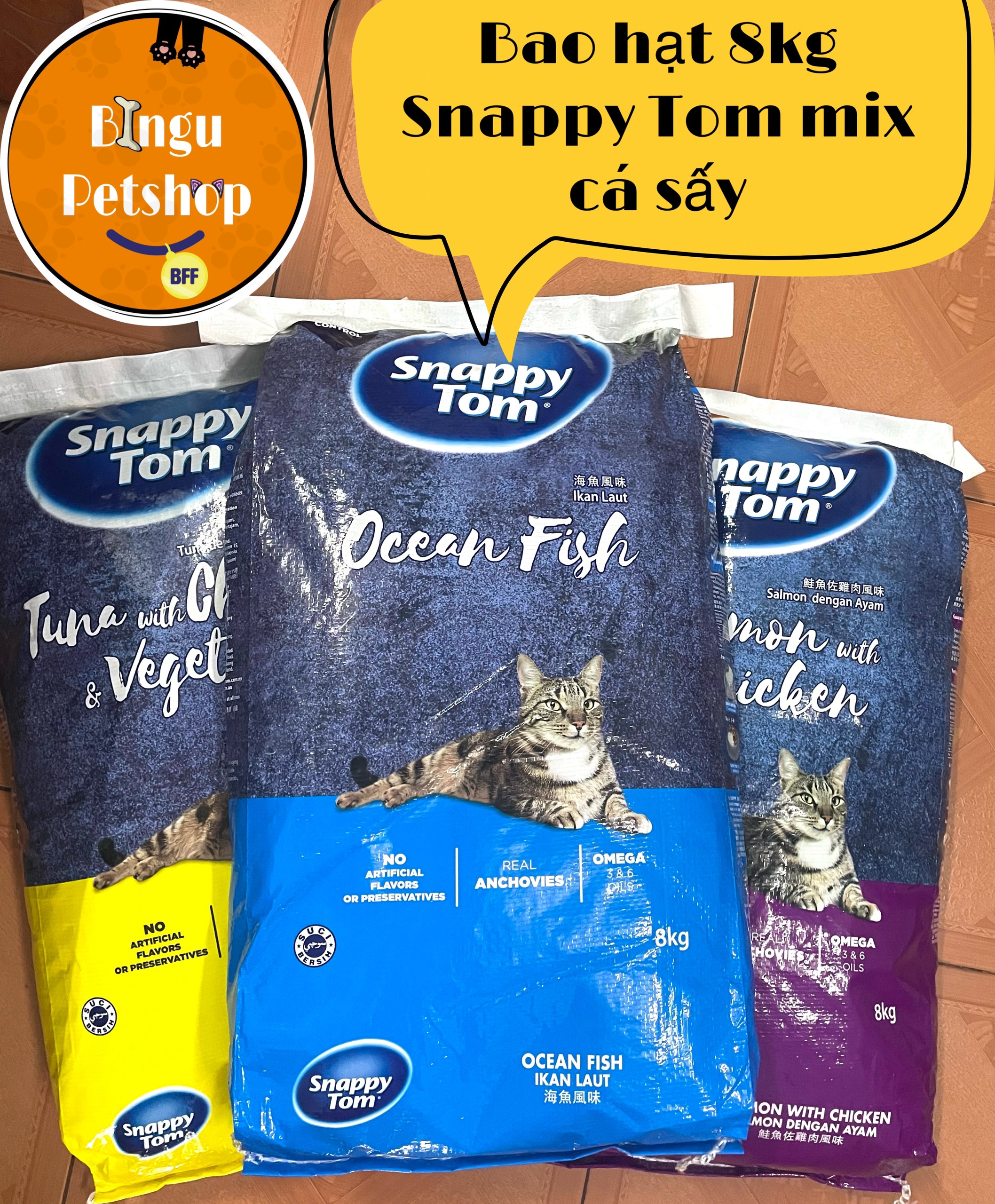 Hạt Snappy Tom mix cá sấy cho mèo
