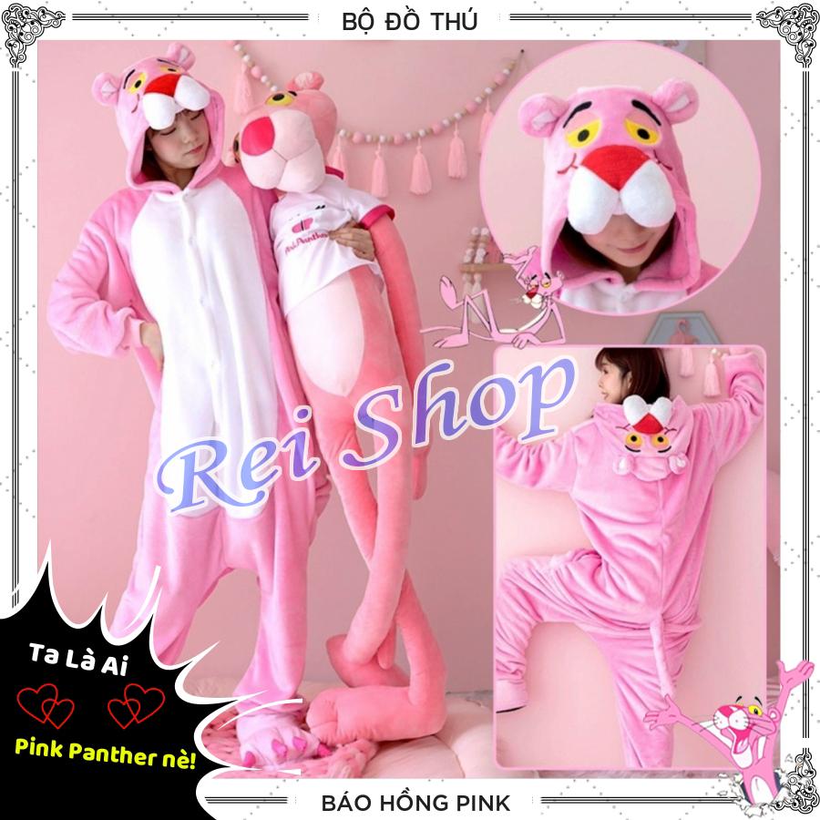 Bộ đồ hình thú báo hồng pink panther size cho người lớn