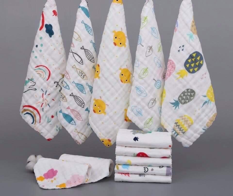 Set 5 khăn sữa  khăn xô rửa mặt 6 lớp dày mịn mềm đẹp Hàng cao cấp kids siêu thấm hút