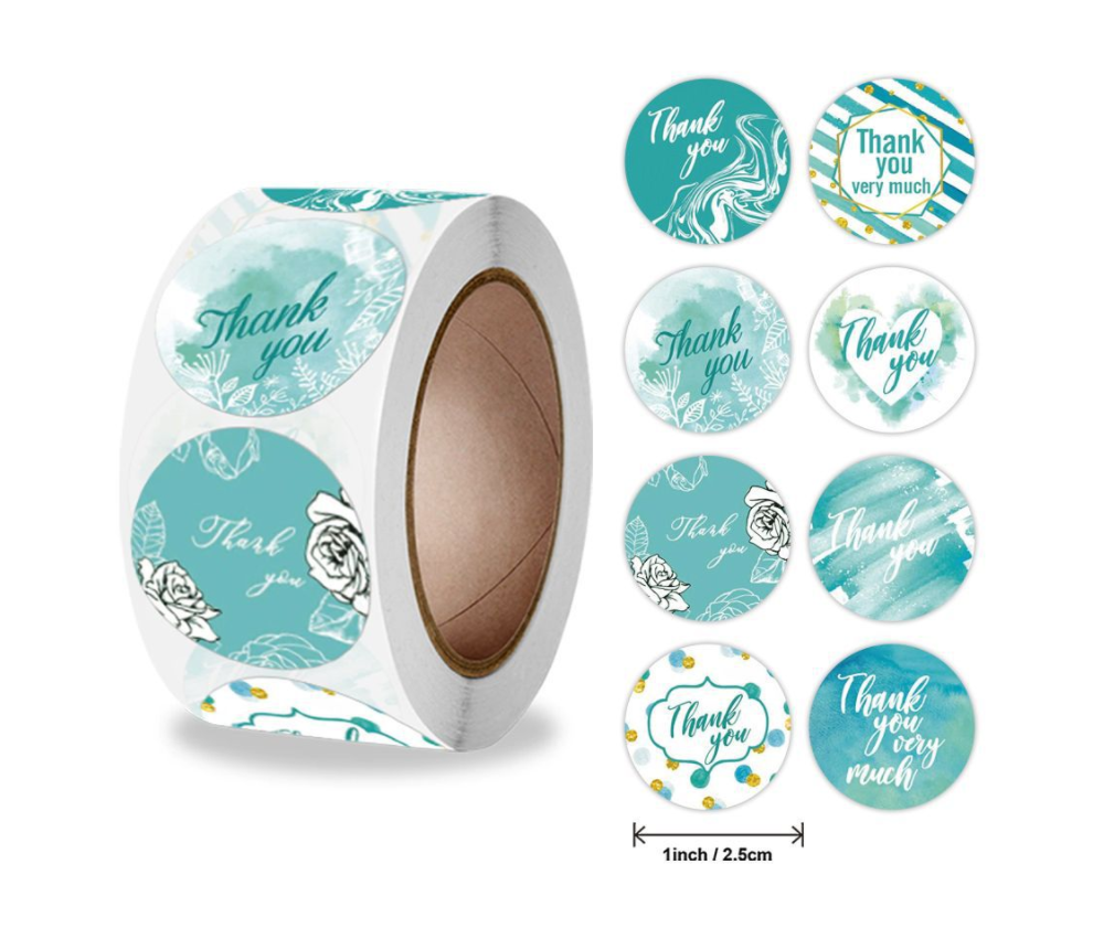 Cuộn 500 stick Sticker thank you Dán nhãn cảm ơn Tem giấy dán Cảm ơn gói quà gói đơn hàng