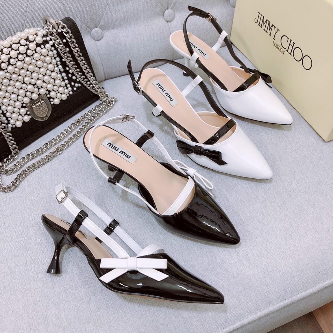 Gót sandal bít phối nơ