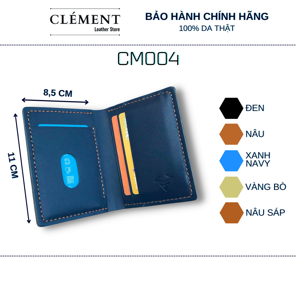 Ví da thời trang clément kiểu đứng – cm004 - bh 12 tháng - full box