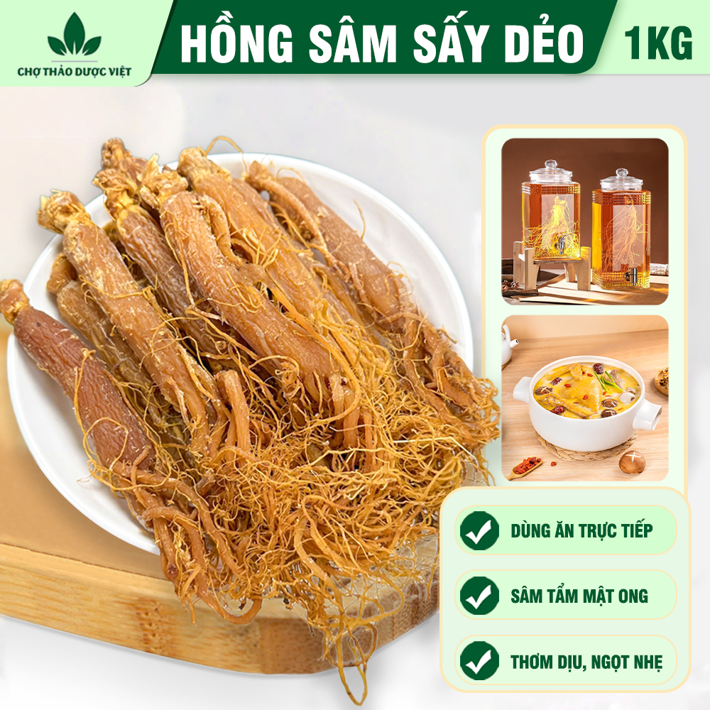  Hồng sâm sấy dẻo 1kg   Nhân sâm củ sâm râu bồi bổ sức khỏe   - Chợ Thảo Dược Việt 