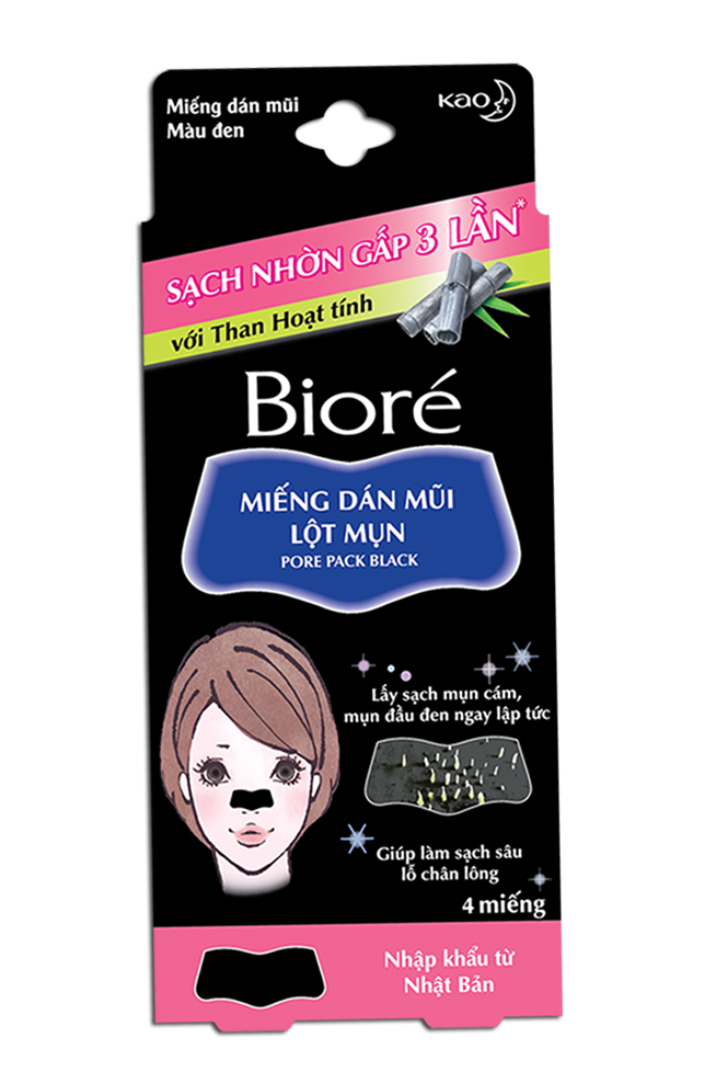 Combo 5 hộp miếng dán mũi lột mụn cho nữ than hoạt tính biore nhật bản 4 miếng