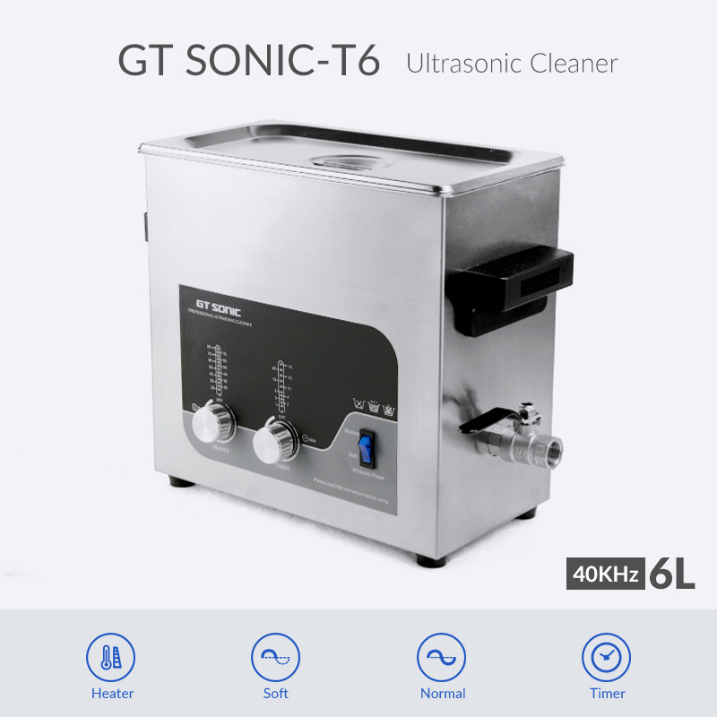 Bể rửa siêu âm GT SONIC-T6 làm sạch đa năng cho phụ kiện oto, xe máy, trang sức, dụng cụ gia đình, van điện tử, van chân không
