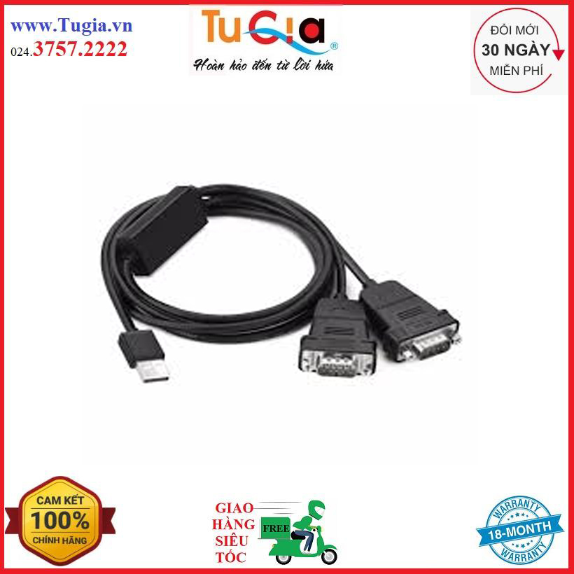 Cáp chuyển đổi USB 2.0 sang 2 đầu COM RS232 đực chuẩn DB9 dài 1.5m UGREEN US229 30769 - Hàng chính hãng