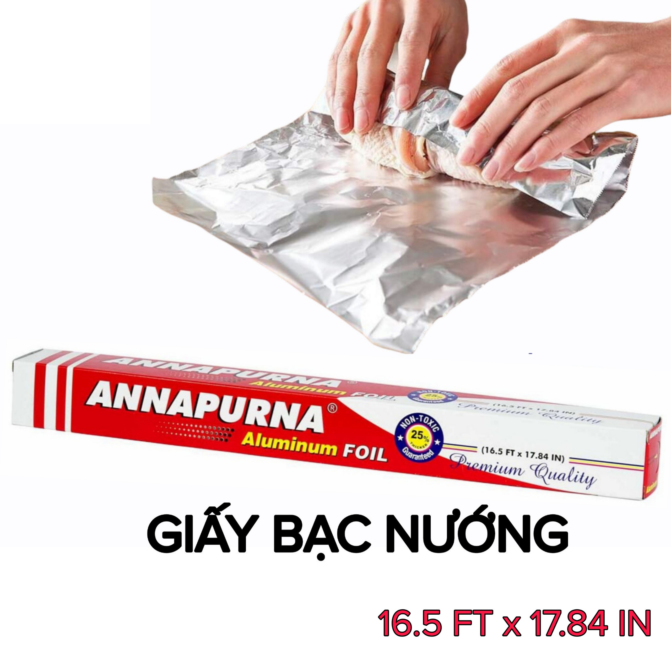 Giấy bạc nướng ANNAPURNA 16.5 FT x 17.84 IN - Giấy Bạc Bọc Thực Phẩm, Giữ Nhiệt Đồ Nướng, Giấy bạc nướng đồ ăn, giấy bạc cách nhiệt, giấy bạc nướng, giấy bạc giữ nhiệt - Loại tốt