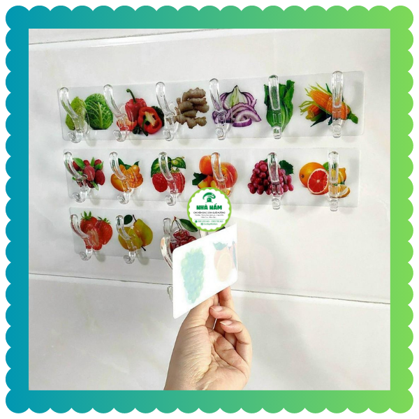 Thanh Treo Đồ Dán Tường 6 Móc Liền Mạch 3D-Trong Suốt Siêu Dính -Siêu Chịu Lực