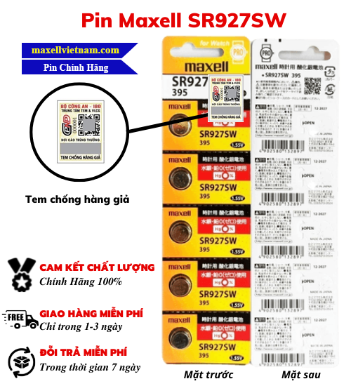 Pin 927 maxell sr927sw pro - 1 vỉ 5 viên - sr 927 - pin sr dùng cho cmos remote, đồ chơi, thiết bị điện tử, đồng hồ, ....