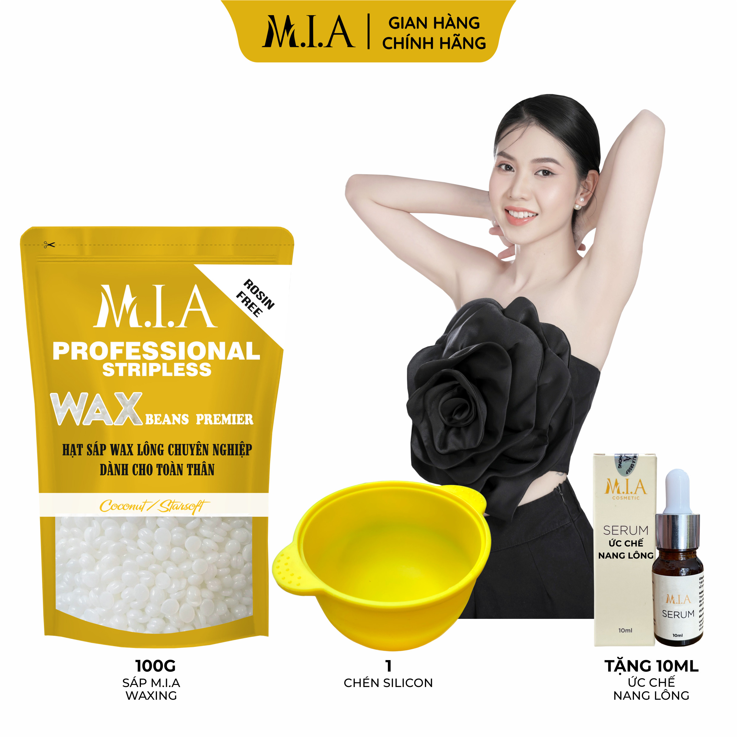 Combo wax lông kèm chén nấu, wax nách tay chân, wax râu