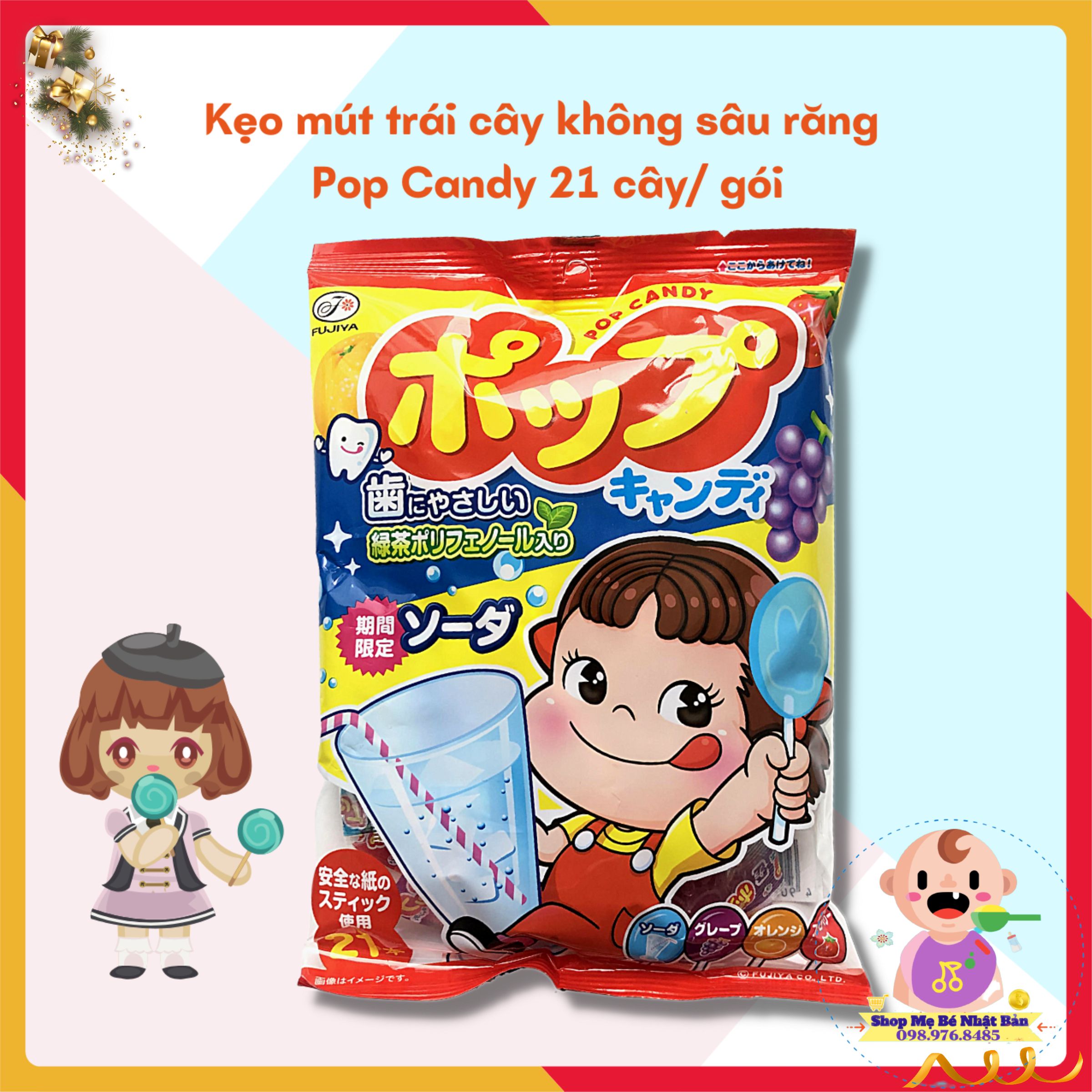 Kẹo Mút Trái Cây Fujiya Pop Candy Nhật Bản Chống Sâu Răng - 1 bịch ( 20 cây )
