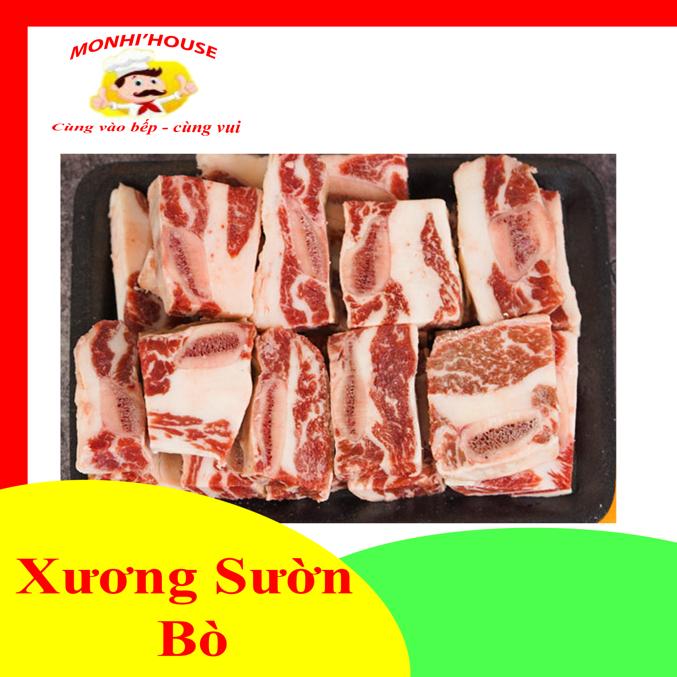 Xương Sườn bò cắt khúc sẵn (kho, nấu nước lèo, xào, hầm...) 1kg/500g