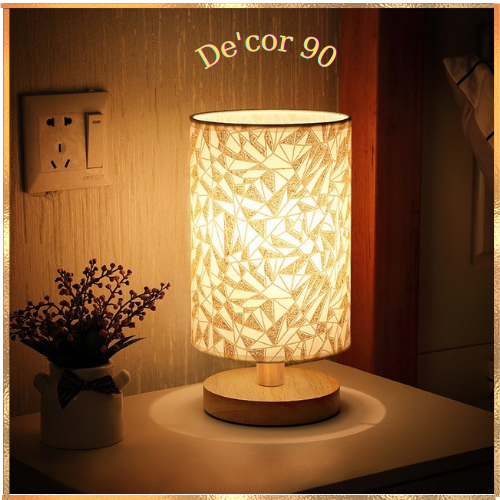 Đèn ngủ để bàn thân gỗ  De'cor 90, đèn ngủ vintage phong cách Hàn quốc