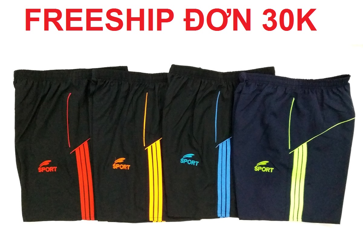 QUẦN ĐÙI NAM, QUẦN SHORT NAM, KIỂU THỂ THAO 3 SỌC, VẢI DÙ, MỀM , CÓ 2 TÚI HÔNG, THẤM HÚT MỒ HÔI, THOÁNG MÁT (ẢNH THẬT)