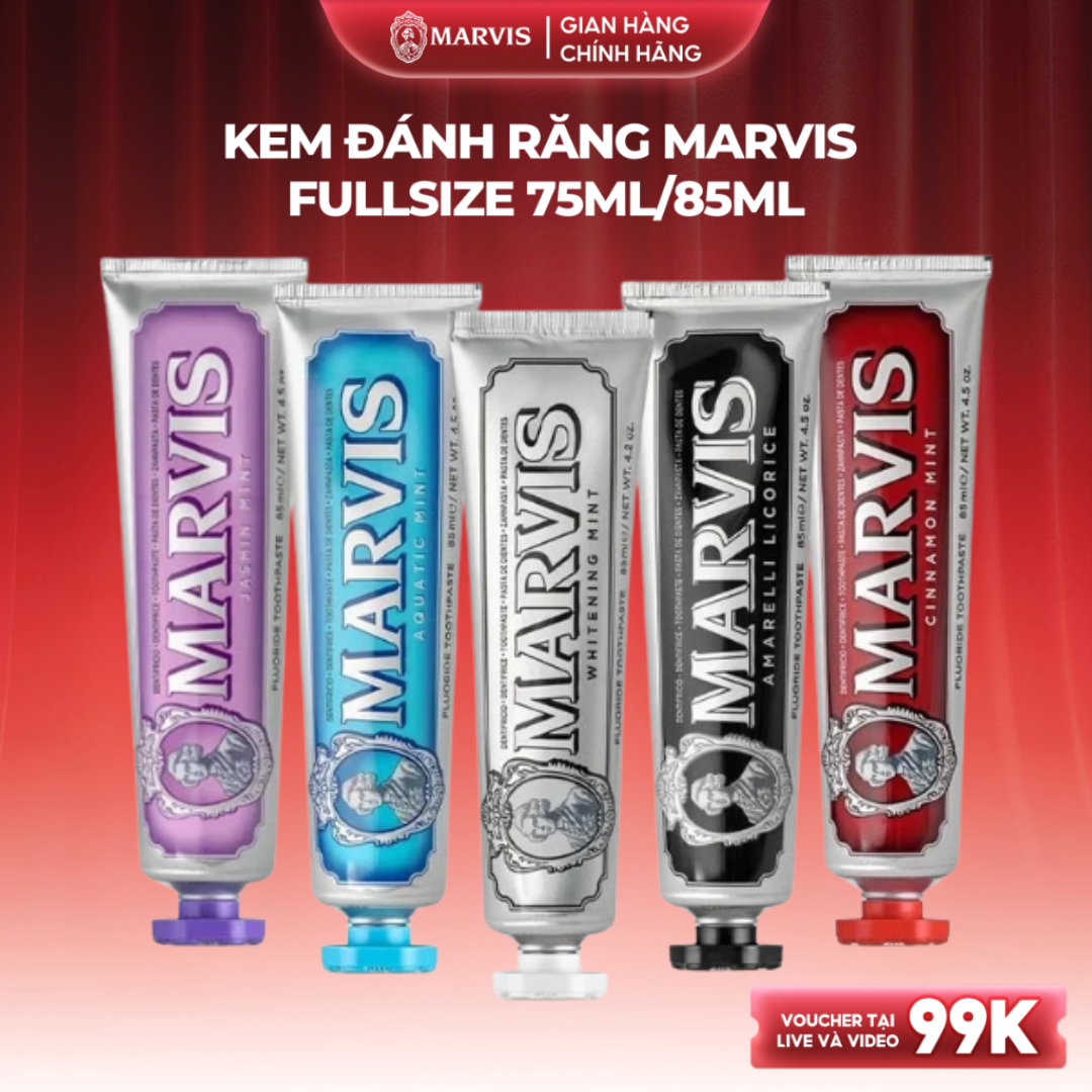 Kem Đánh Răng Marvis FullSize 75/85ML - Sáng Răng Tự Nhiên Ngăn Ngừa Ê Buốt