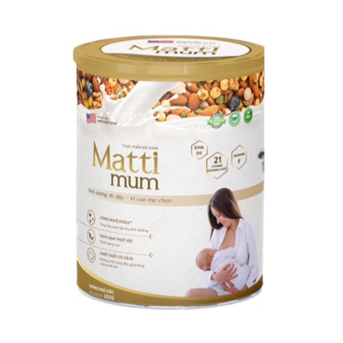 Sữa hạt lợi sữa Matti Mum lon 650g chính hãng - Kích sữa về nhanh