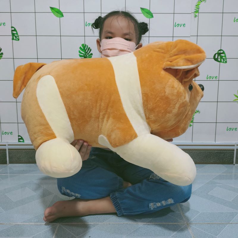 GẤU BÔNG CHÓ PUG MẶT XỆ SIZE LỚN VẢI NHUNG MỀM MỊN CAO CẤP