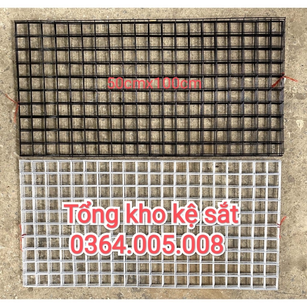 Tấm lưới sắt treo phụ kiện, Tấm lưới ô vuông 1m x 50cm - Màu trắng, màu đen