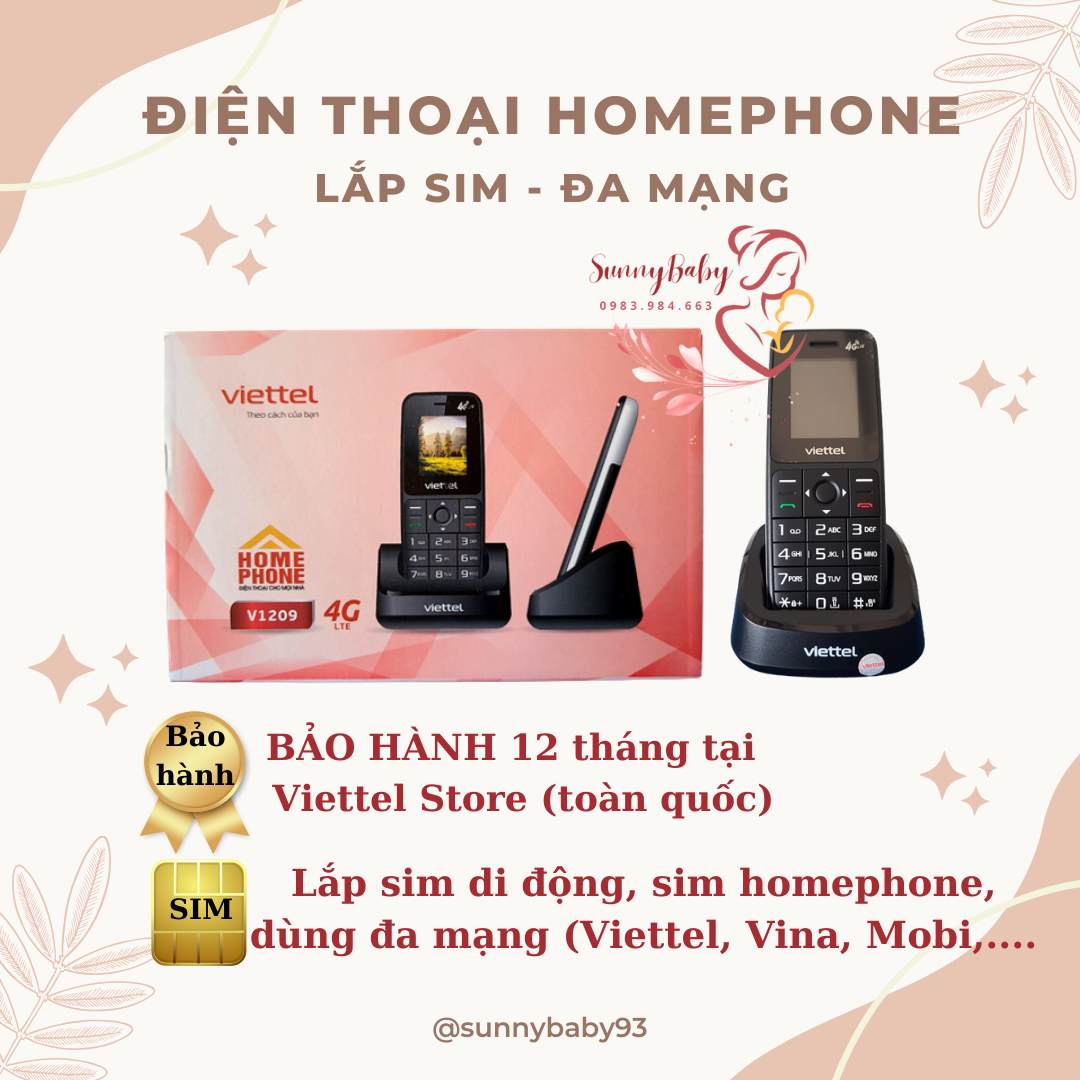 Máy điện thoại bàn lắp sim v1208 - homephone di động viettel - bảo hành chính hãng