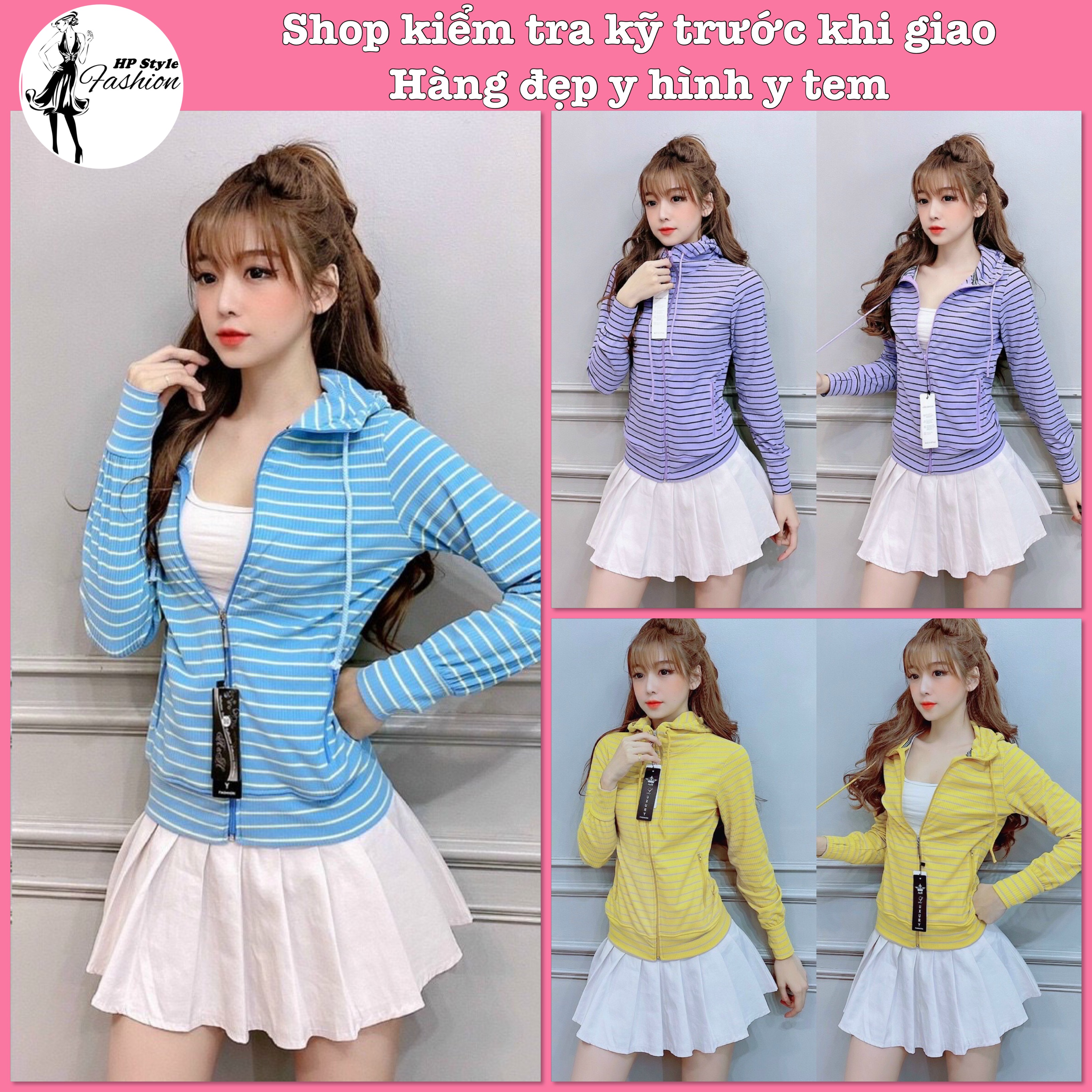 Áo khoác nữ vải thun gân sọc nhiều màu đẹp