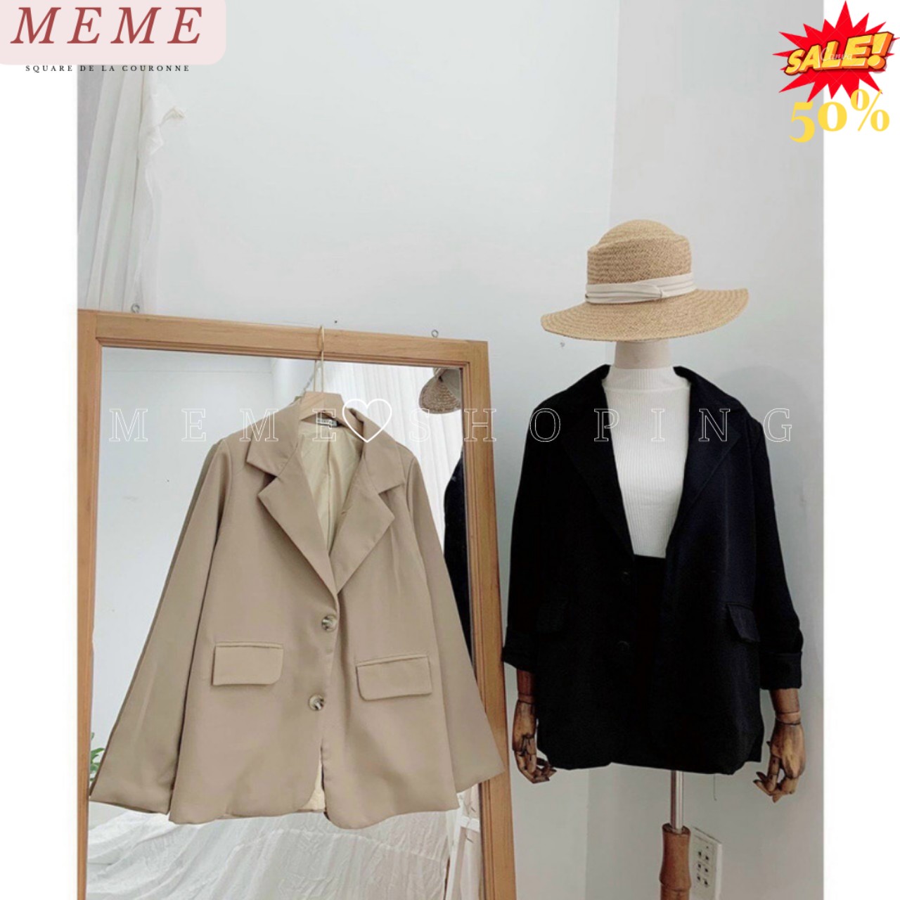 Áo Khoác Blazer 2 Túi Trước Hàn Quốc, Áo Vest Nữ 2 Màu Bazzic Dễ Mặc