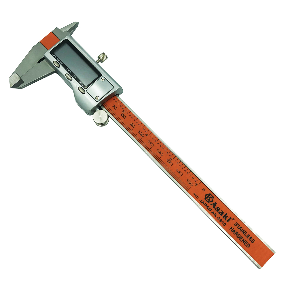 Thước kẹp điện tử ASAKI AK-2910 loại 0-150mm màn hình hiển thị LCD sắc nét, chất liệu Inox cao cấp, chống ăn mòn, không gỉ sét