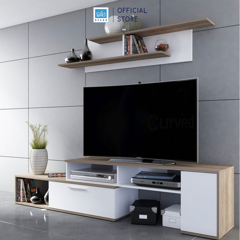 [Giao lắp HCM] Combo Kệ Tivi Để Sàn Và Treo Tường Cho Phòng Khách SIB Decor, Kệ Có Thể Điều Chỉnh Chiều Dài Từ 150cm Đến 250cm Cho Phù Hợp Với Từng Căn Phòng