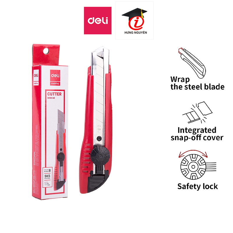Dao rọc giấy deli khóa xoay d10040