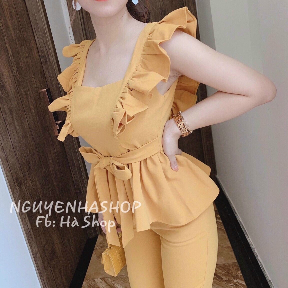 [ Voucher 50k Freeship Max 0 đồng toàn quốc ] SET ĐỒ BỘ ÁO HAI DÂY BÈO, CỔ VUÔNG KIỂU BABYDOLL, QUẦN ÔM SANG CHẢNH