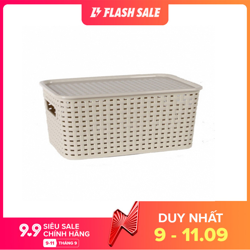Giỏ đựng đồ đa năng có nắp đậy phong cách Hàn Quốc , cỡ bé- Song Long