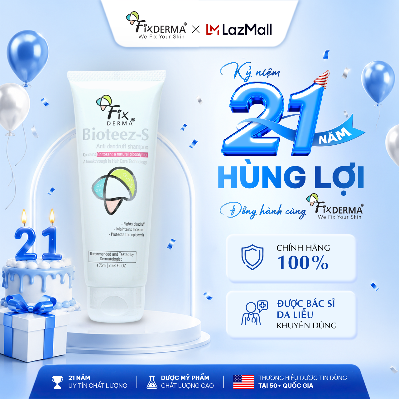 Dầu gội bioteez-s shampoo hỗ trợ làm sạch gàu và giảm nhờn da đầu 75ml - hùng lợi