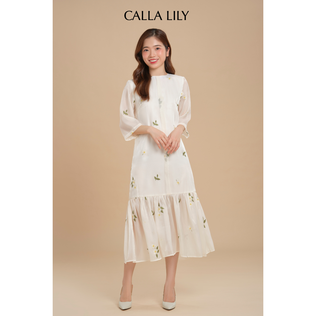 Calla Lily - Đầm tơ nhũ thêu hoa đuôi cá Camelia Dress