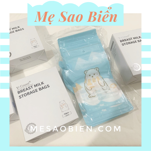Hộp 30 túi trữ sữa Vcoool Vcool 180ml có vòi