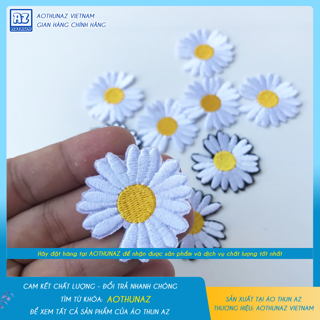 Phụ kiện thời trang - Sticker Patch ủi quần áo balo thêu logo hoa cúc độc đáo S13