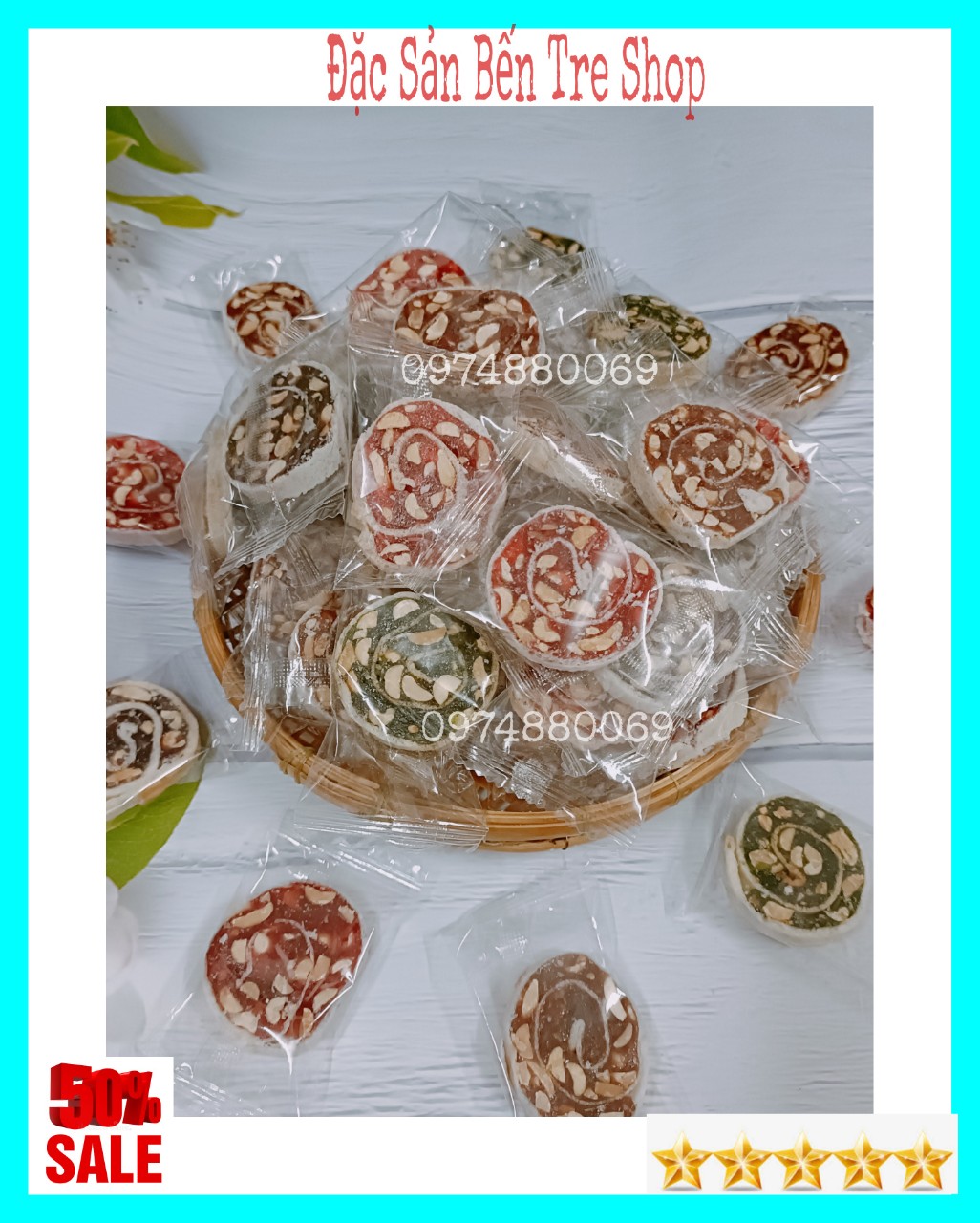 1kg kẹo chuối mix 3 vị bến tre- đặc sản bên tre shop